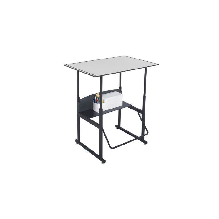Stand-Up Desk | AlphaBetter Adjustable-Height 36" x 24" Premium Top and Swinging Footrest Bar, Gray