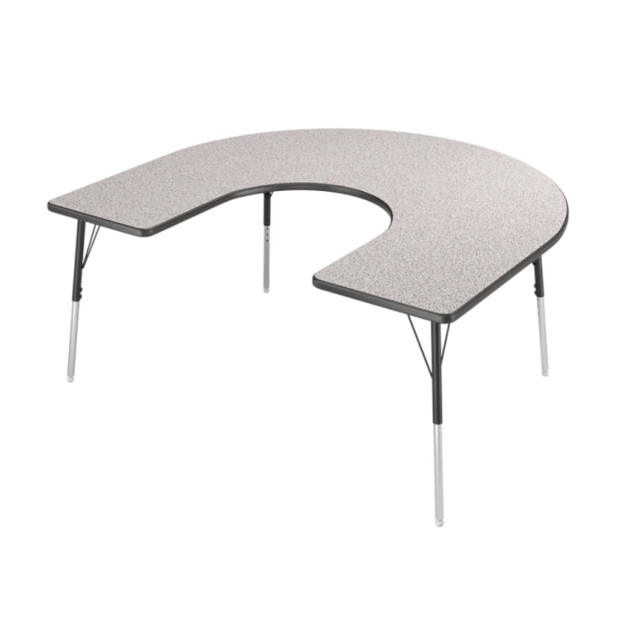 60 x 66 Horseshoe Dry-Erase Activity Table with Adjustable Chunky Legs -  White/Black