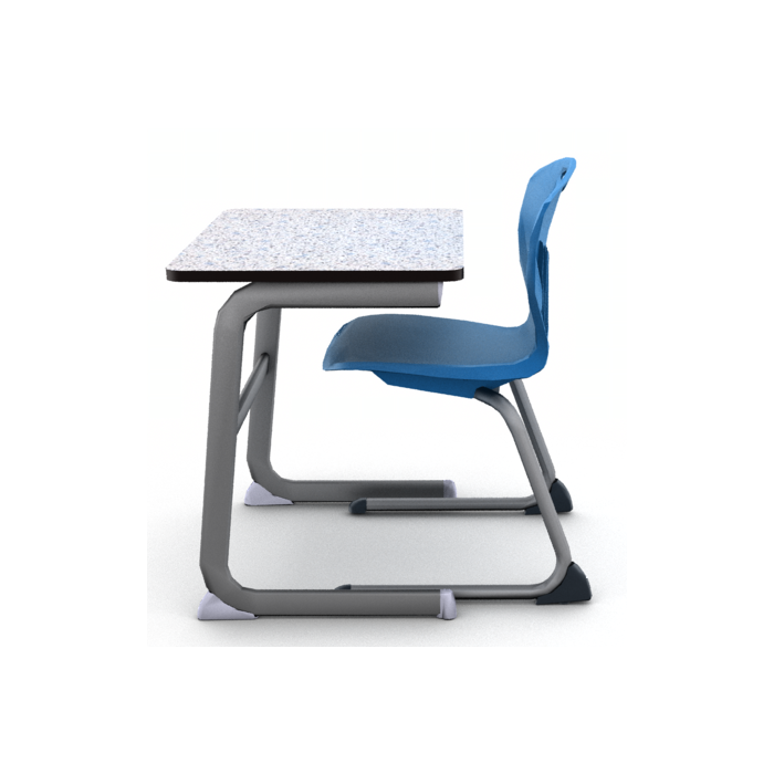 Grey Glace with Black edge and Titanium frame shown with Discover Cantilever chair in Royal Blue