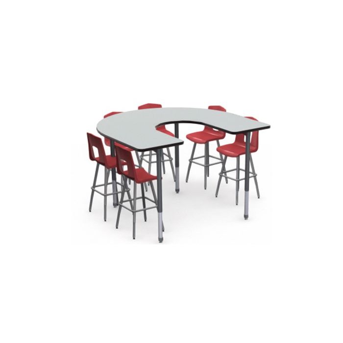 Shown in Nordic Linen Top, Black Edge, Black Legs, Chairs (7990) Ruby Red