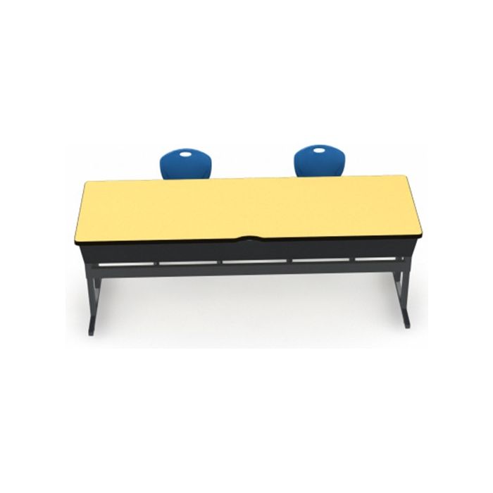 Shown in Quince Top, Black Edge, Black Legs, Chairs (D30C) Royal Blue