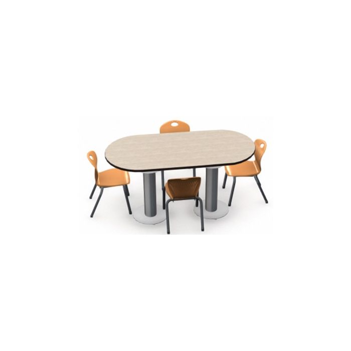 Shown in Kingswood  Walnut Top, Black Edge, Chairs (D10A) Sunset Orange