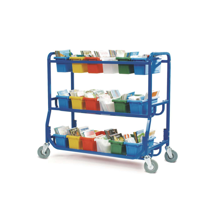 Cart | Library on Wheels With 18 Small Tubs