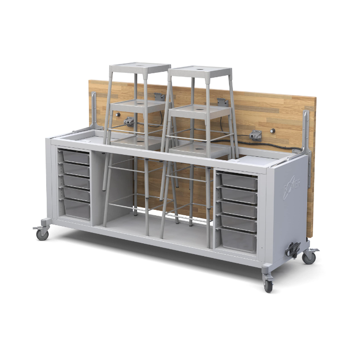 Table and 6 Stools | Rover | Mobile Flip Top
