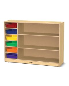 Birch Wood straight shelf with colored trays