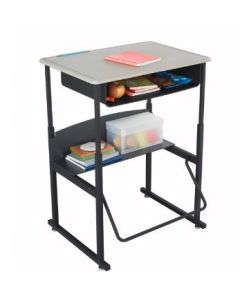 Stand-Up Desk | AlphaBetter Adjustable-Height 28" x 20" Standard Top, Book Box and Swinging Footrest Bar,Beige