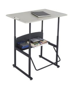 Stand-Up Desk | AlphaBetter Adjustable-Height 36" x 24" Standard Top and Swinging Footrest Bar, Beige