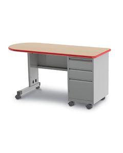 Teacher Desk | Single Bullet | Right Hand Box-Box-File Pedestal | Cascade Series
