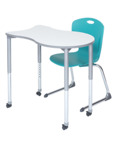 Beta student desk shown with Alphabet cantilever chair