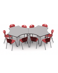 Collaboration for 10 | 3P120 Table with 10 D10A Ruby Red Chairs