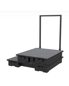 Double tier conductor's podium with rail