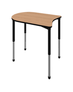 Linc student desk shown in New Age Oak with black edge and black leg