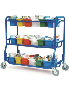 Cart | Library on Wheels With 18 Small Tubs