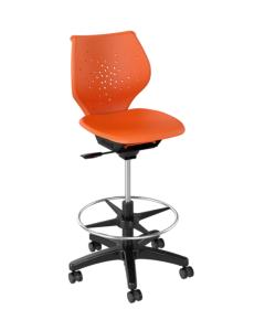 Artcobell NXT MOV Swivel Stool shown in Sunset Orange poly shell with Black base